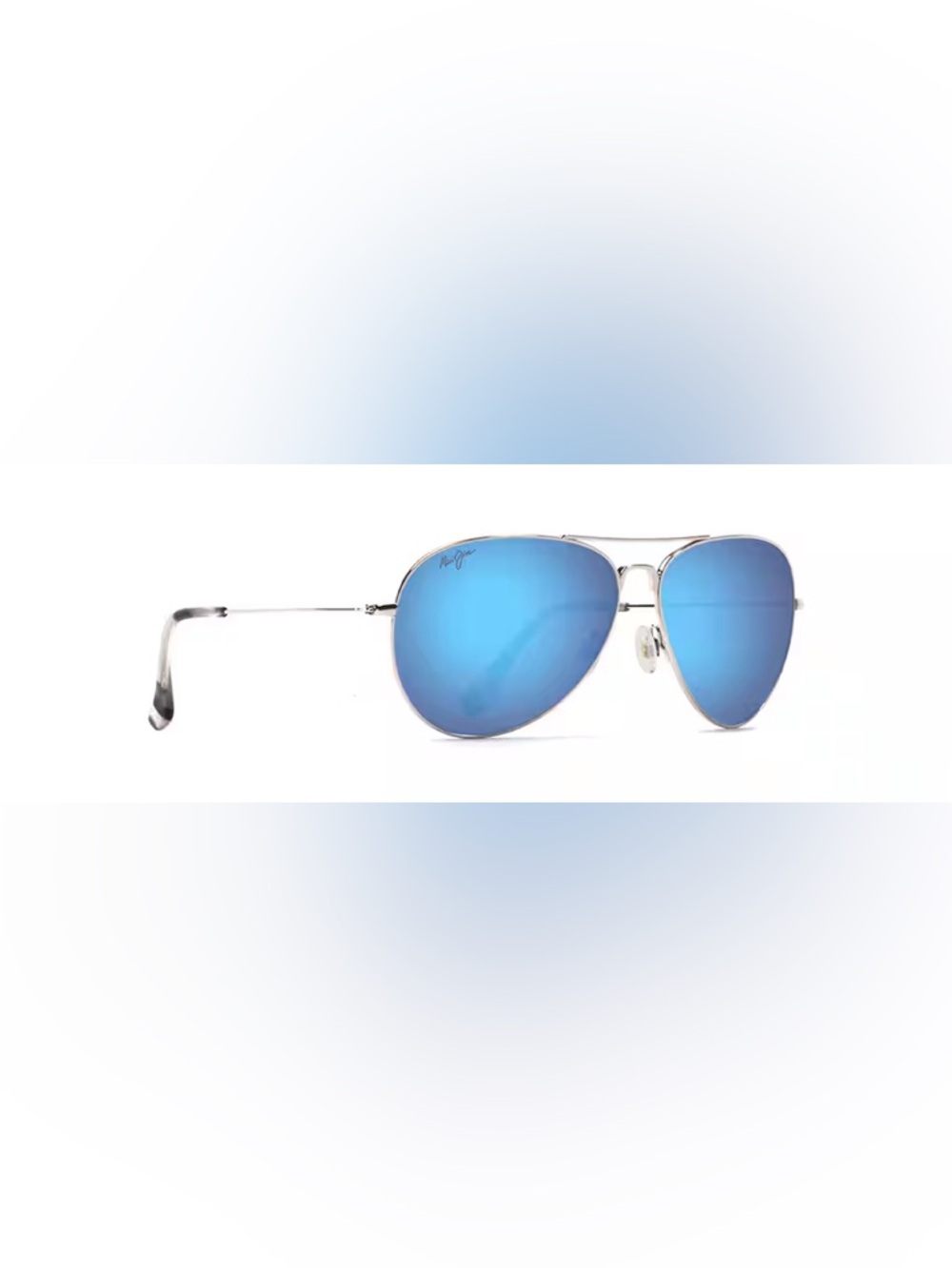 Maui Jim Maverick Aviator Sunglasses- Blue Hawaii Mirror Lenses and Silver Frame